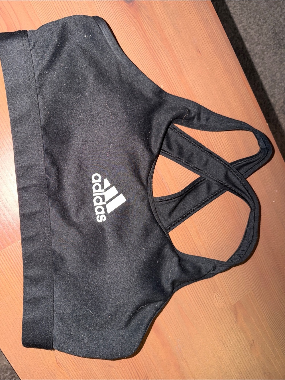 adidas Black Racerback Sports Bra with White Logo